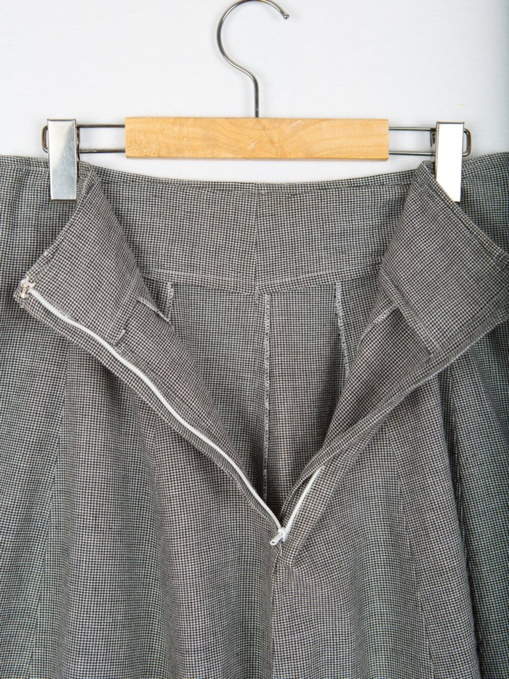 Vintage 90s Tristan et Iseult Houndstooth Cotton Maxi Plaid Skirt Size M - Picture 6 of 9